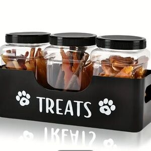 🎉🎁🎉 Pet Treat Jar Set with Black Holder